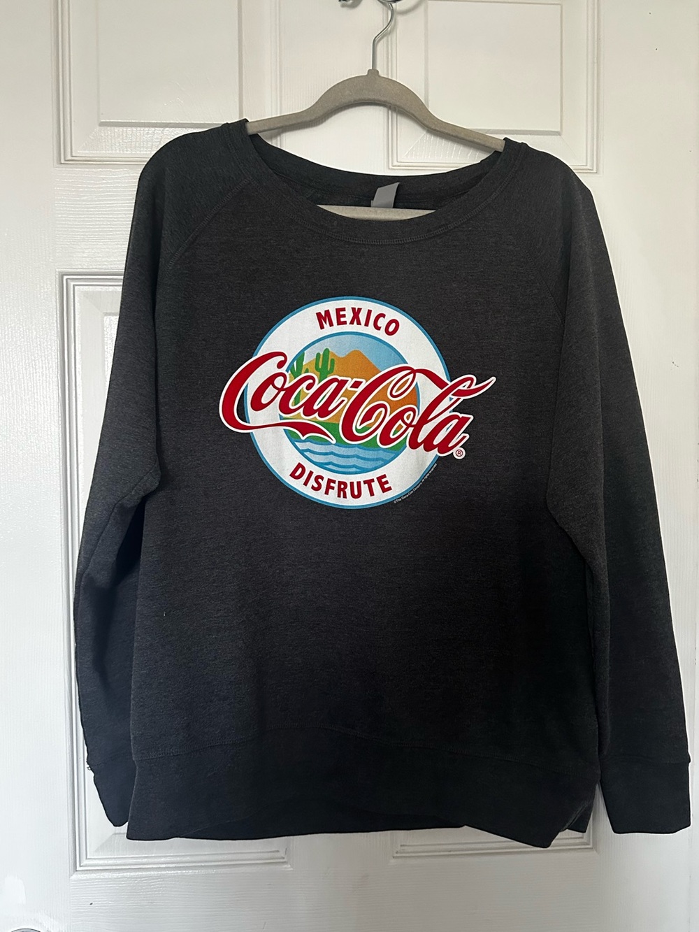 Women’s Dark Grey Crewneck Sweatshirt with Mexico Coca Cola Logo XL